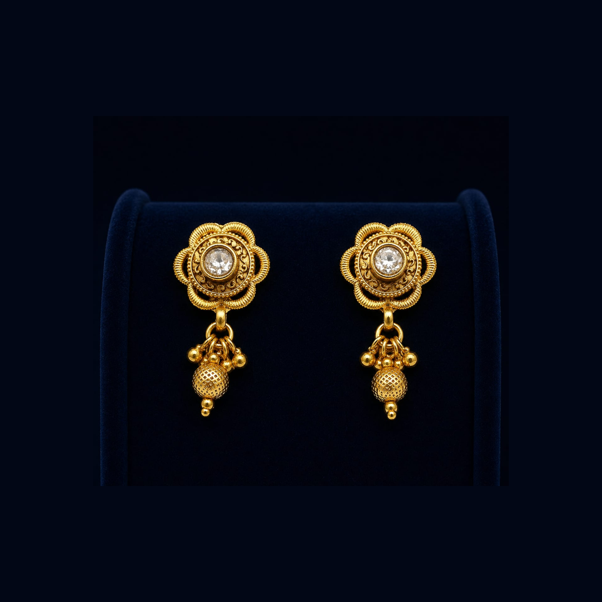 Floral Kundan Drop Earrings | Traditional Antique Gold Design | Elegant Ethnic Jewellery