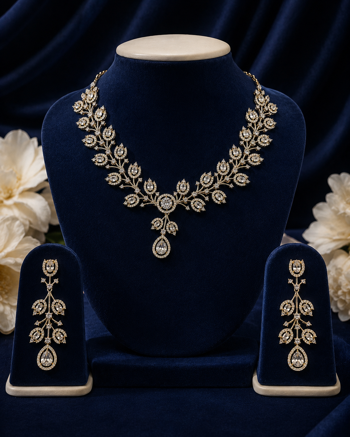 Elegant Scrollwork Teardrop Necklace & Earring Set
