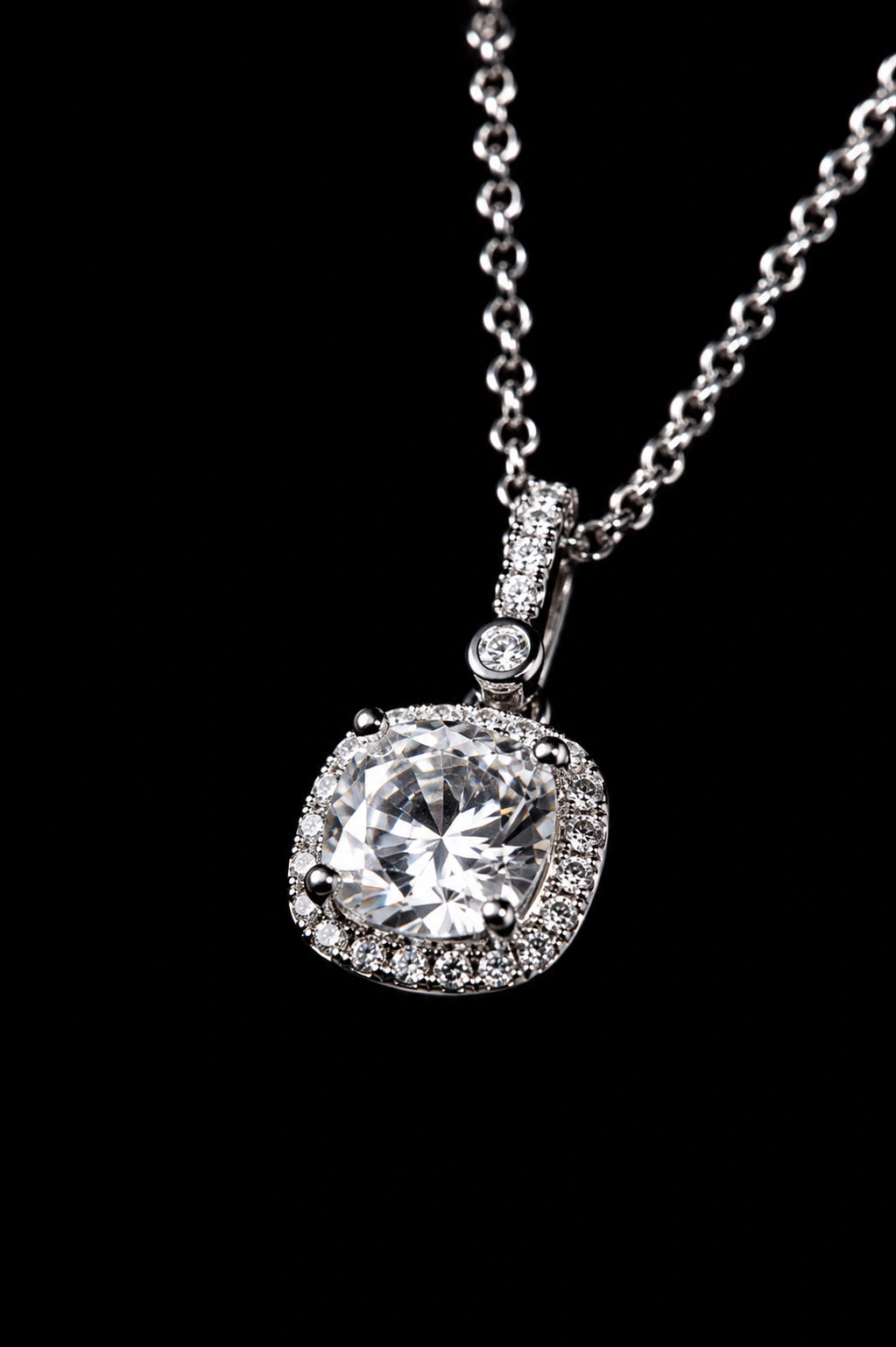 Radiant Cushion Halo Pendant | Premium Lightweight Daily Wear | Anti-Tarnish Finish
