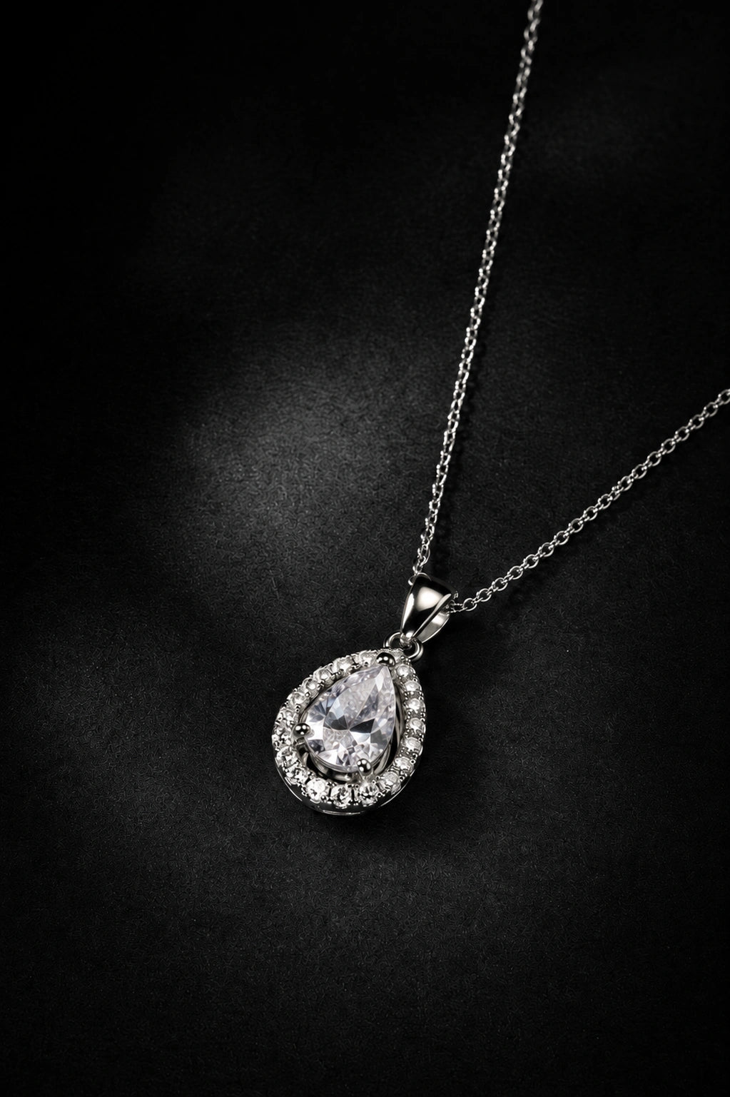 Royal Teardrop Halo Pendant   | Premium Lightweight Daily Wear | Anti-Tarnish Finish