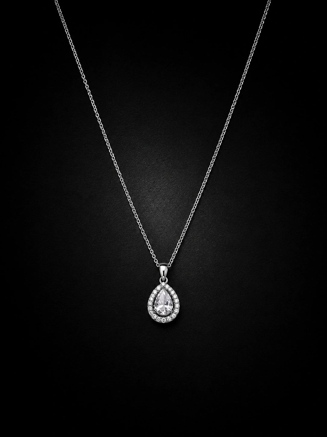 Royal Teardrop Halo Pendant   | Premium Lightweight Daily Wear | Anti-Tarnish Finish