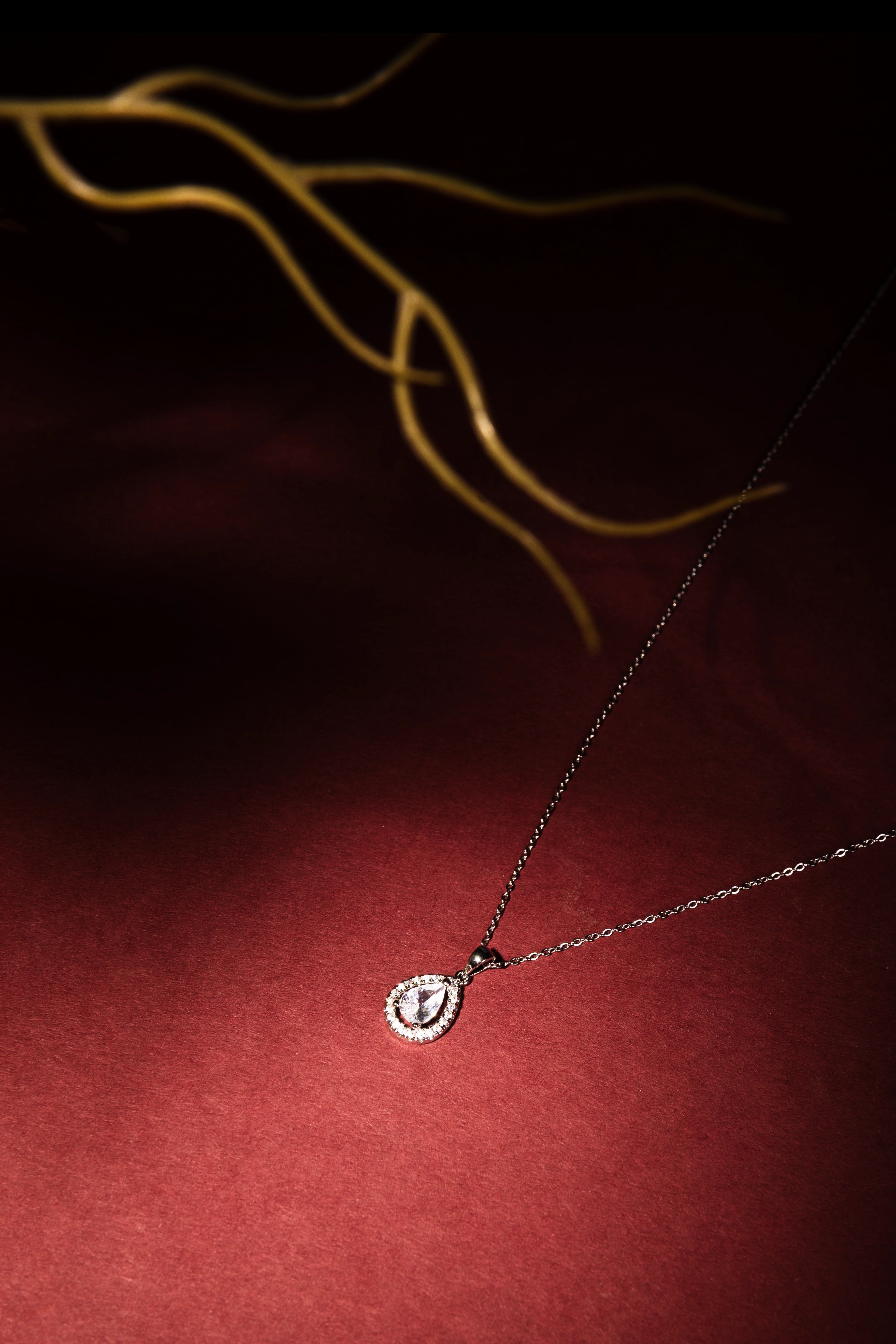 Royal Teardrop Halo Pendant   | Premium Lightweight Daily Wear | Anti-Tarnish Finish
