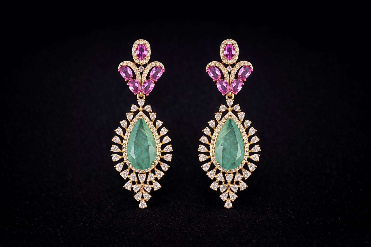 Mint Green Zircon Dangler Earrings