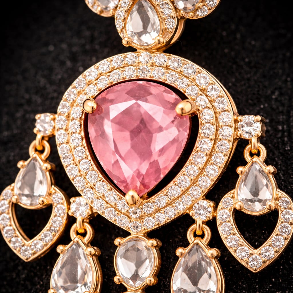 Zircon Rose Gold Dangler Earrings