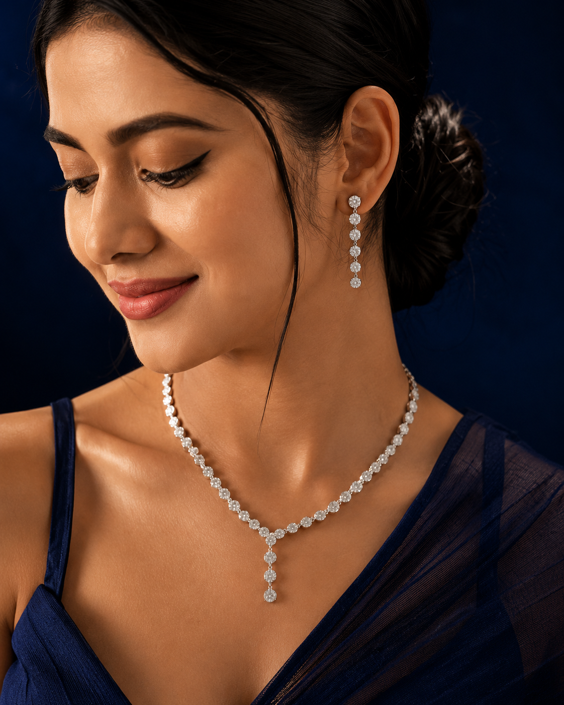 Minimal Pearl Drop Necklace & Earring Set
