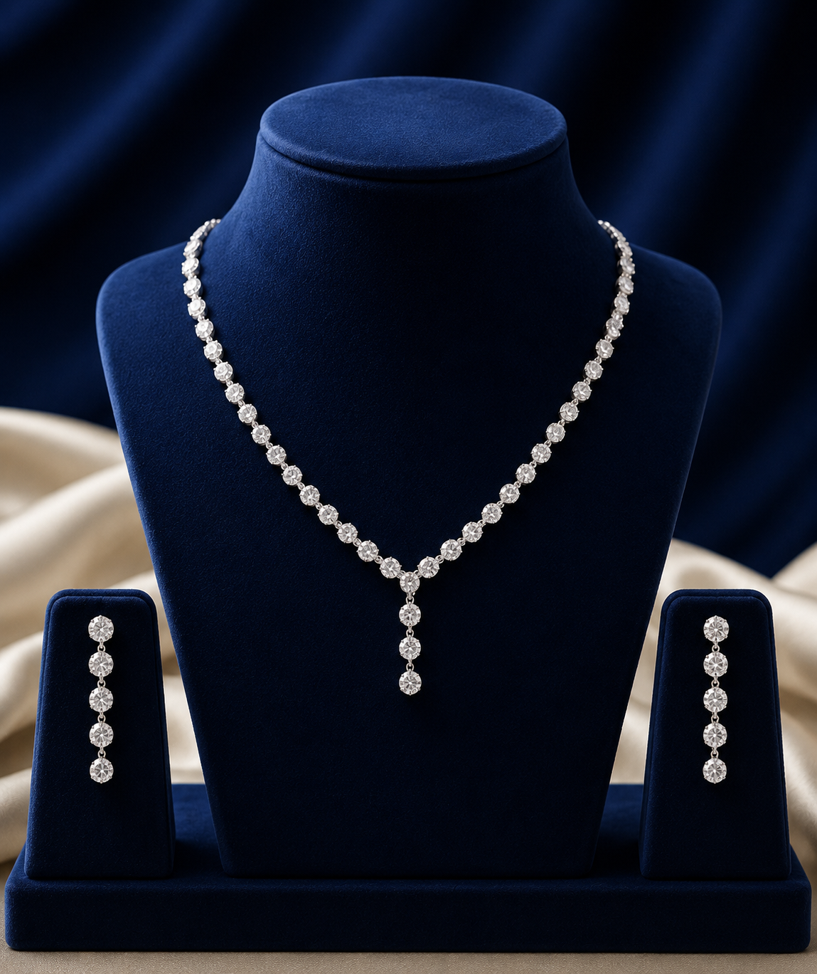 Minimal Pearl Drop Necklace & Earring Set